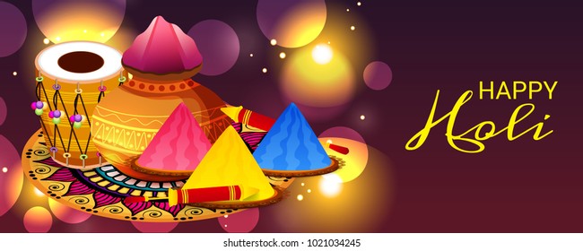 Vector illustration of a Background for Traditional Indian Festival Holi Celebration.