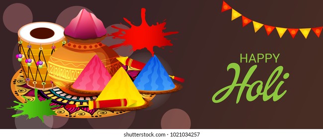 Vector illustration of a Background for Traditional Indian Festival Holi Celebration.