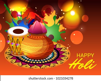 Vector illustration of a Background for Traditional Indian Festival Holi Celebration.