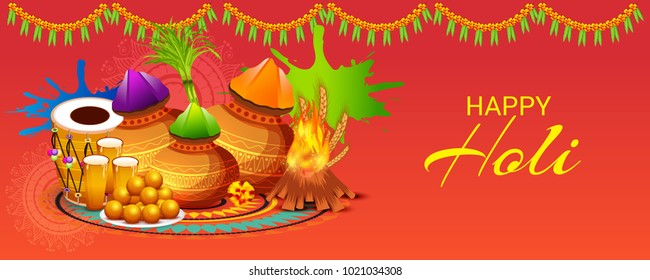 Vector illustration of a Background for Traditional Indian Festival Holi Celebration.