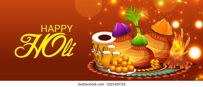 Vector illustration of a Background for Traditional Indian Festival Holi Celebration.
