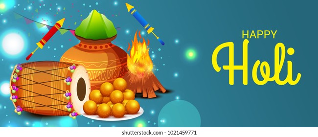 Vector illustration of a Background for Traditional Indian Festival Holi Celebration.