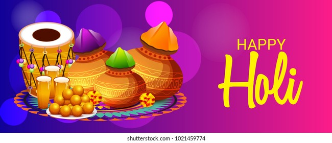 Vector illustration of a Background for Traditional Indian Festival Holi Celebration.