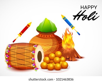 Vector illustration of a Background for Traditional Indian Festival Holi Celebration.