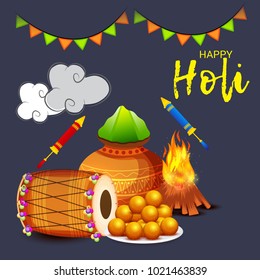 Vector illustration of a Background for Traditional Indian Festival Holi Celebration.