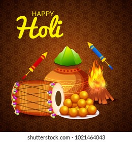 Vector illustration of a Background for Traditional Indian Festival Holi Celebration.