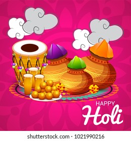 Vector illustration of a Background for Traditional Indian Festival Holi Celebration.