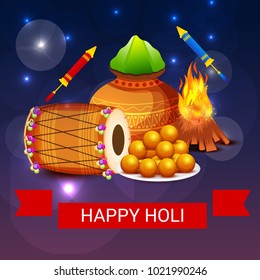 Vector illustration of a Background for Traditional Indian Festival Holi Celebration.