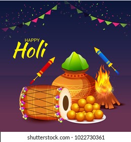 Vector illustration of a Background for Traditional Indian Festival Holi Celebration.