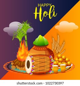 Vector illustration of a Background for Traditional Indian Festival Holi Celebration.