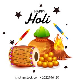 Vector illustration of a Background for Traditional Indian Festival Holi Celebration.