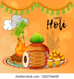Vector illustration of a Background for Traditional Indian Festival Holi Celebration.