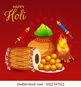 Vector illustration of a Background for Traditional Indian Festival Holi Celebration.