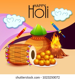 Vector illustration of a Background for Traditional Indian Festival Holi Celebration.