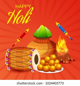 Vector illustration of a Background for Traditional Indian Festival Holi Celebration.