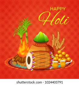 Vector illustration of a Background for Traditional Indian Festival Holi Celebration.