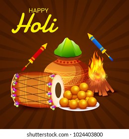 Vector illustration of a Background for Traditional Indian Festival Holi Celebration.