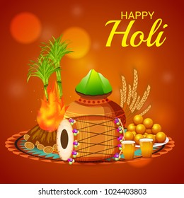 Vector illustration of a Background for Traditional Indian Festival Holi Celebration.