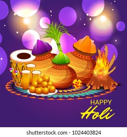 Vector illustration of a Background for Traditional Indian Festival Holi Celebration.