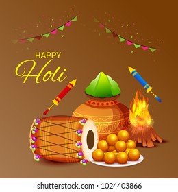 Vector illustration of a Background for Traditional Indian Festival Holi Celebration.