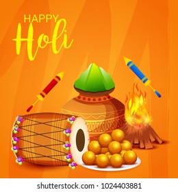 Vector illustration of a Background for Traditional Indian Festival Holi Celebration.