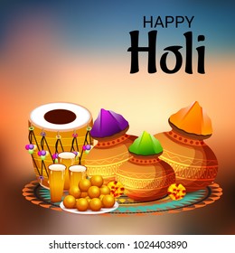 Vector illustration of a Background for Traditional Indian Festival Holi Celebration.
