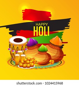 Vector illustration of a Background for Traditional Indian Festival Holi Celebration.