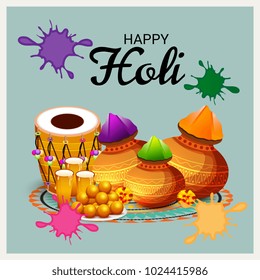 Vector illustration of a Background for Traditional Indian Festival Holi Celebration.