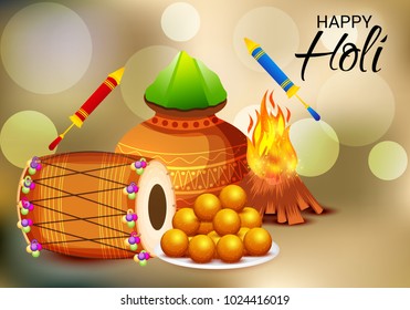 Vector illustration of a Background for Traditional Indian Festival Holi Celebration.