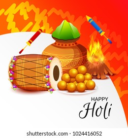 Vector illustration of a Background for Traditional Indian Festival Holi Celebration.