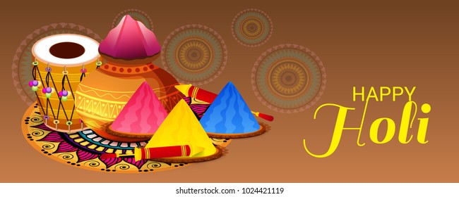 Vector illustration of a Background for Traditional Indian Festival Holi Celebration.