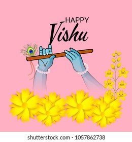 Vector illustration of a Background for Traditional Indian Festival Happy Vishu Celebrated in Kerala India.