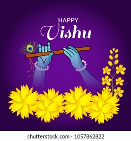 Vector illustration of a Background for Traditional Indian Festival Happy Vishu Celebrated in Kerala India.