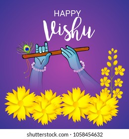 Vector illustration of a Background for Traditional Indian Festival Happy Vishu Celebrated in Kerala India.