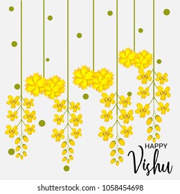 Vector illustration of a Background for Traditional Indian Festival Happy Vishu Celebrated in Kerala India.