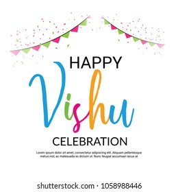 Vector illustration of a Background for Traditional Indian Festival Happy Vishu Celebrated in Kerala India.
