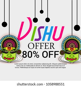 Vector illustration of a Background for Traditional Indian Festival Happy Vishu Celebrated in Kerala India.
