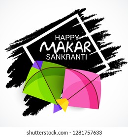 Vector illustration of a Background for Traditional Indian Festival Celebrate Makar Sankranti with Colorful Kites. 