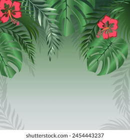 vector illustration background with tropical leaves Summer mood