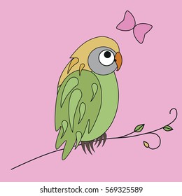 Vector illustration background  to Valentin`s Day with owl in love