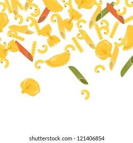Vector Illustration of a Background with Various Pasta Types