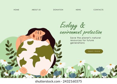 Vector illustration. Background for website, landing page, environmental protection, nature, earth day. Design, template.