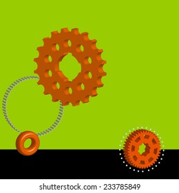 Vector illustration background, which is colored with toothed wheel.