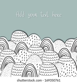 Vector illustration of a background with whimsical round shaped figures in doodle style