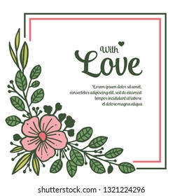 Vector illustration background white and pink flower hand drawn