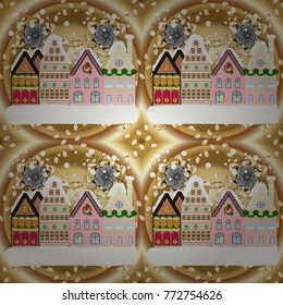 Vector illustration. Background. Winter village landscape.