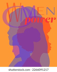 Vector illustration background women diversity concept. Women power. International Women day.Feminism freedom poster. International Women's Rights Day. Colorful palette. 