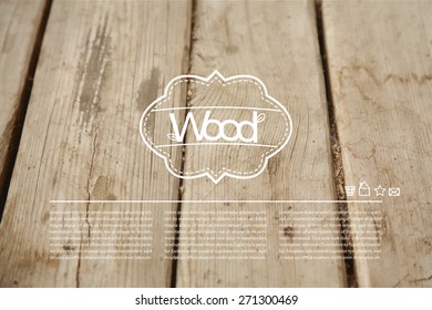 Vector illustration. Background of wooden planks, with text and logo for the site