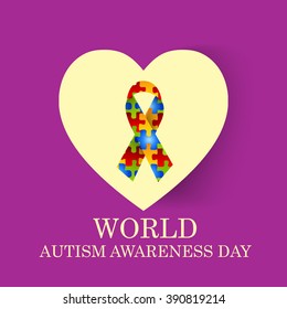 Vector illustration of a background for World Autism Day with ribbon.
