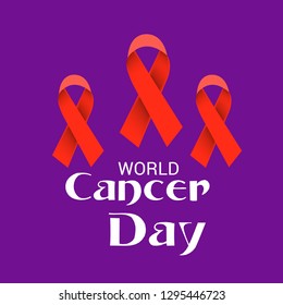 Vector illustration of a Background for World Cancer Day (February 4) Awareness Ribbon.